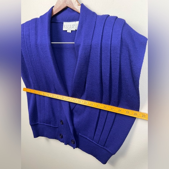 Vintage Russ Indigo/Purple Sweater Vest – 1980s Double-Breasted – Size L - Picture 9 of 12